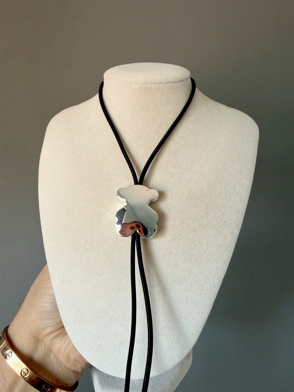 TOUS S925 Bear Adjustable Elastic Cord Necklace New
