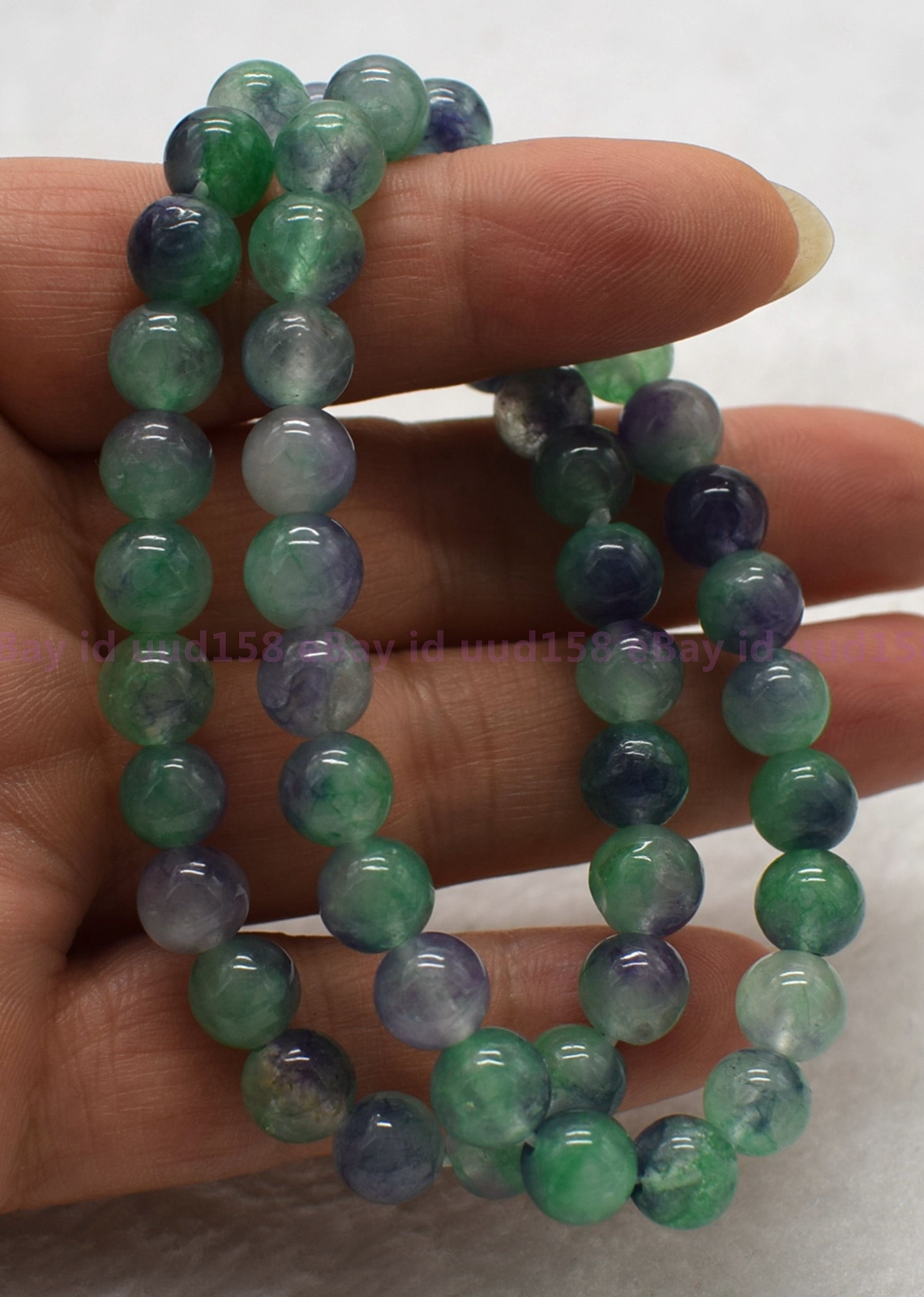 Natural 2 Pcs 8mm Multicolor Gemstone Round Beads Stretch Bracelet 7.5″ AAA