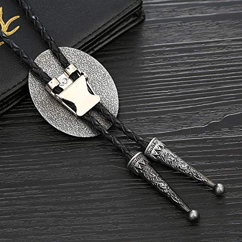Nature Agate Triangle Shape Western Cowboy Celtic Black Stone Bolo Tie 1-blue