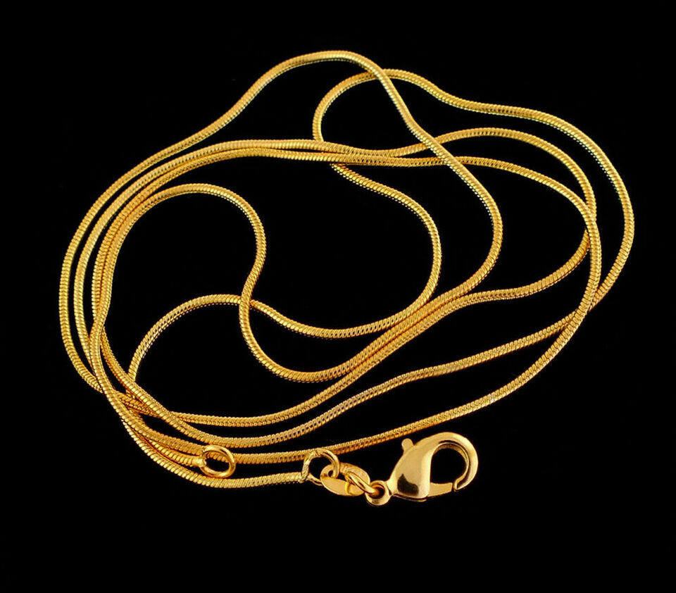 Wholesale 10 Pcs 1mm Gold Plated Snake Chain Necklace 16-30″