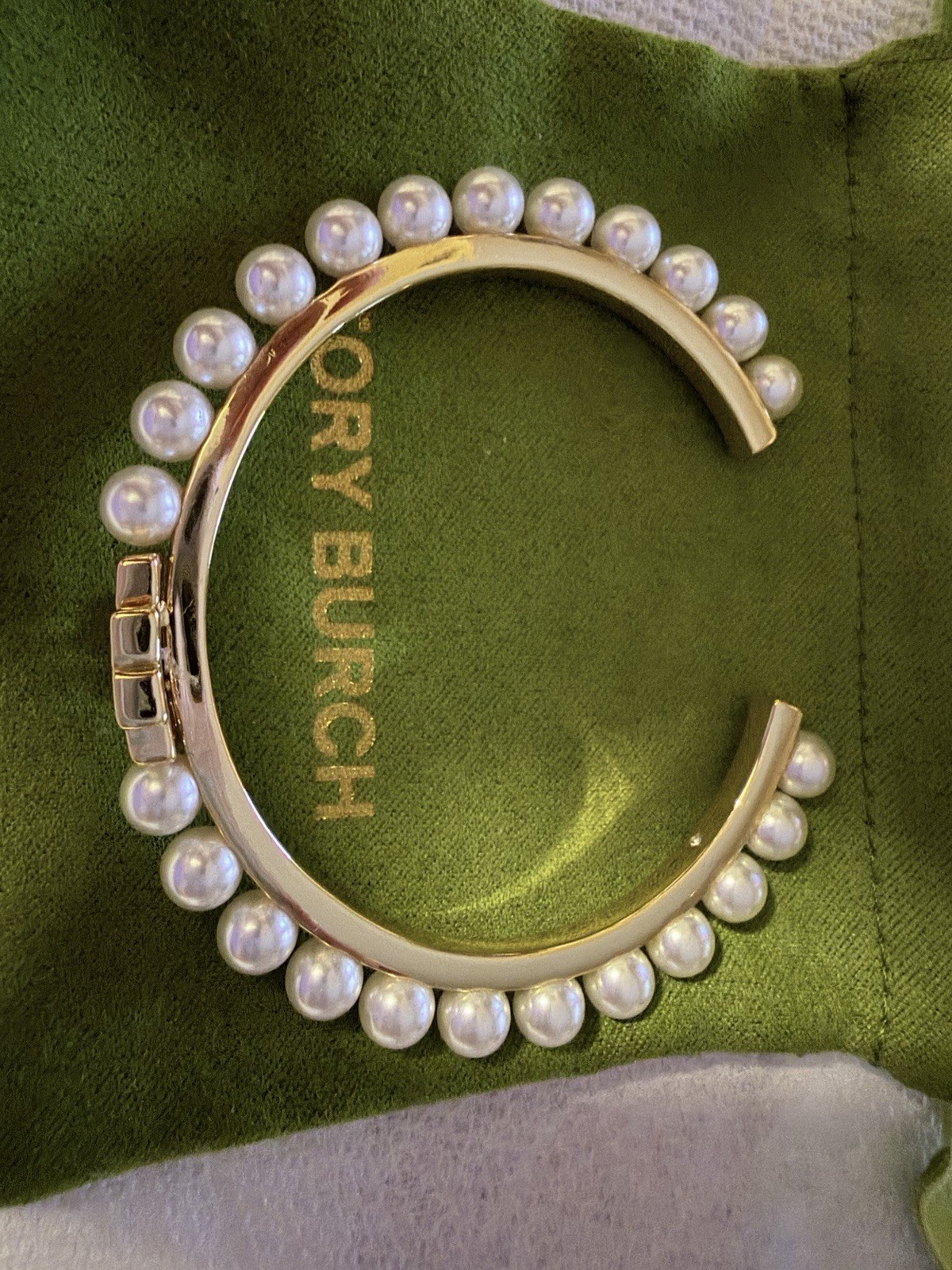Tory Burch Pearls String Bangle Solid