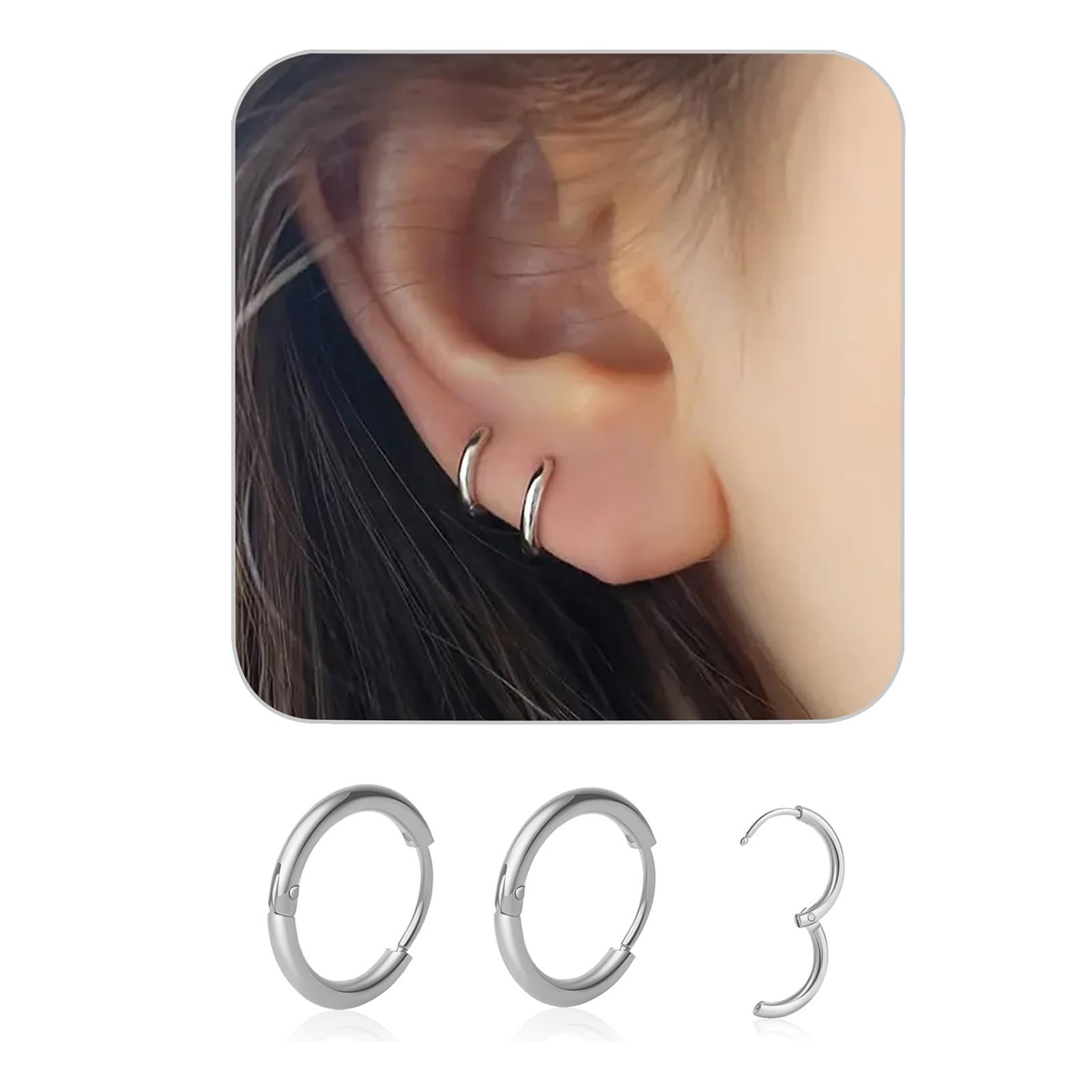 1 Pair 7mm Small Hoop Earrings for Women, Huggie Earrings (Silver/1.6mm) | 31…