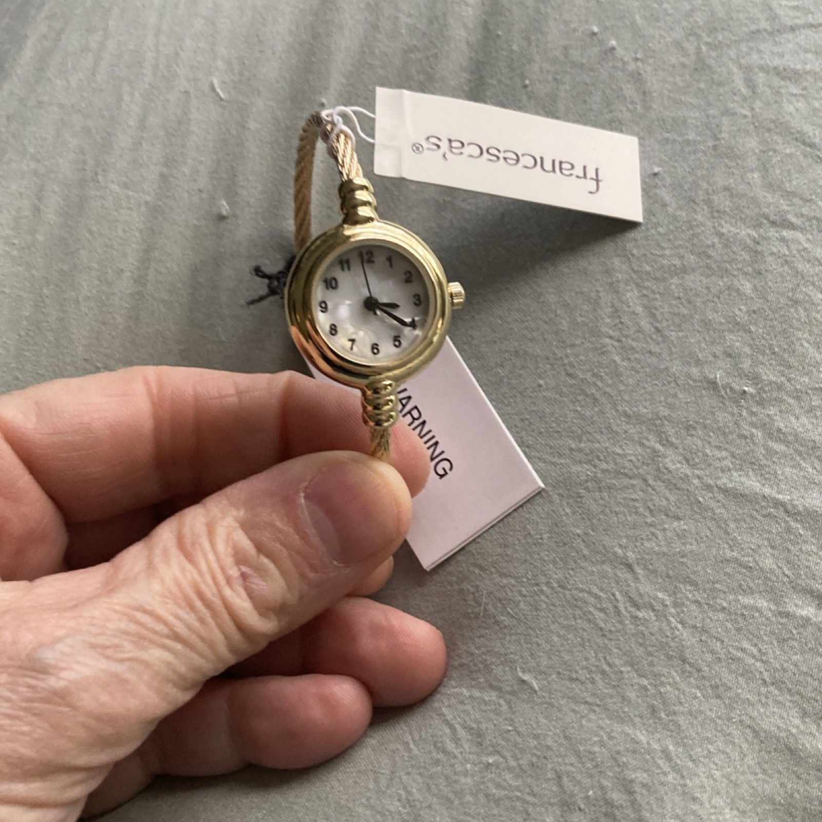 Gold Metal Bangle Wristwatch Analog White Dial Dress Formal