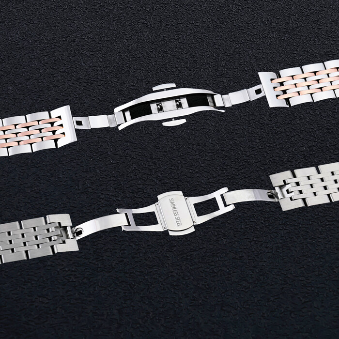 Premium Solid Stainless Steel Watch Strap Metal Band Universal 12-24 Elbow Free