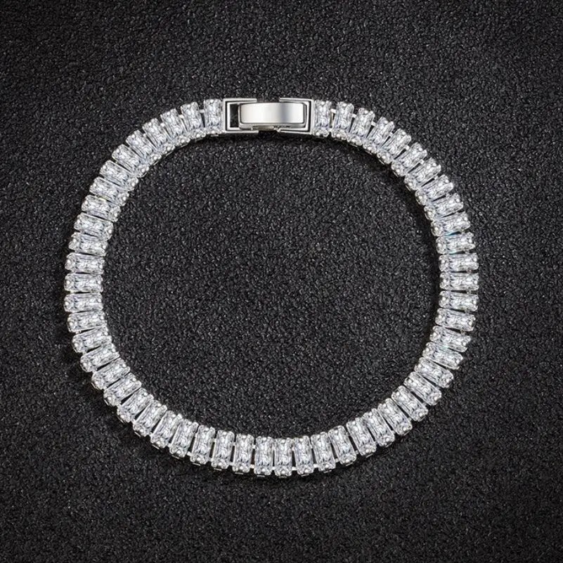 925 Sterling Silver Zircon Bracelet Women 18cm Crystal Wedding Jewelry Gift