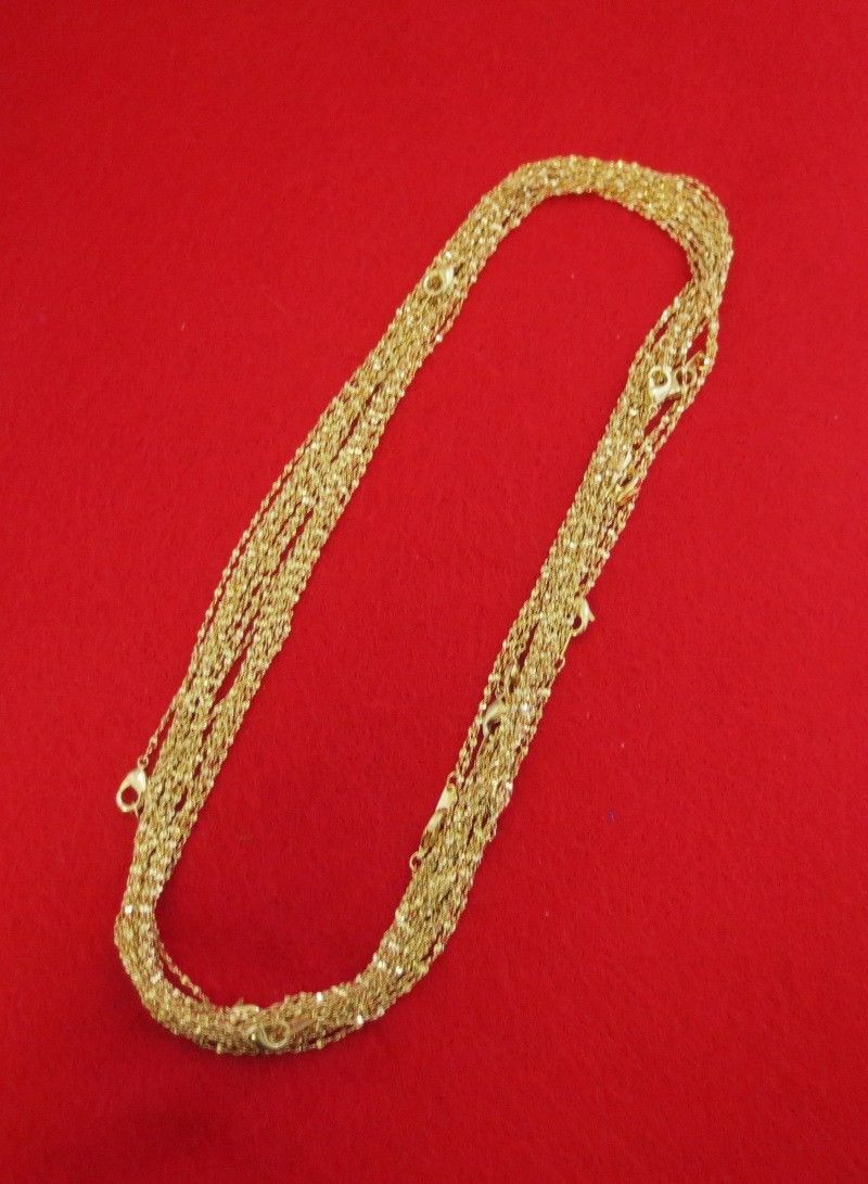 WHOLESALE LOT OF 50 14KT GOLD PLATED 20 INCH 1mm TWISTED NUGGET CHAINS