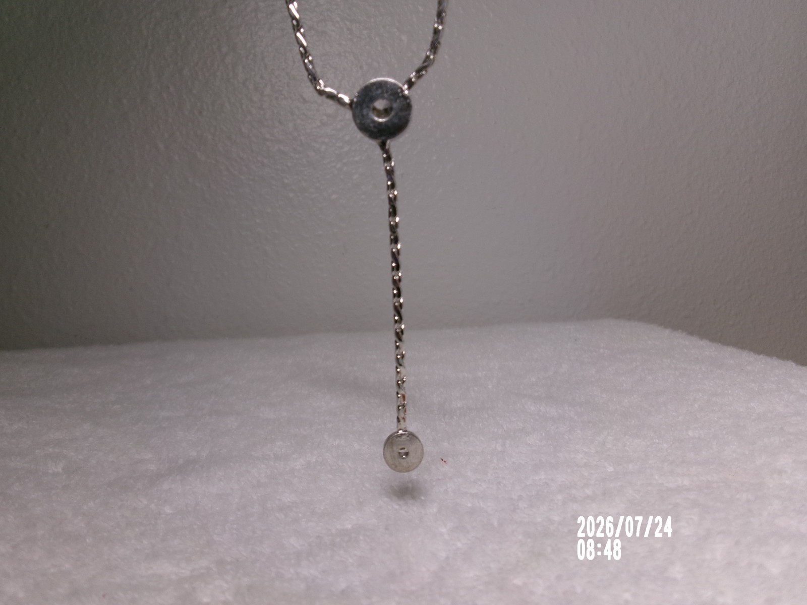ELIOT DANORI RHODIUM SILVERTONE Y DROP NECKLACE SWAROVSKI CRYSTAL ACCENTS 16.75″