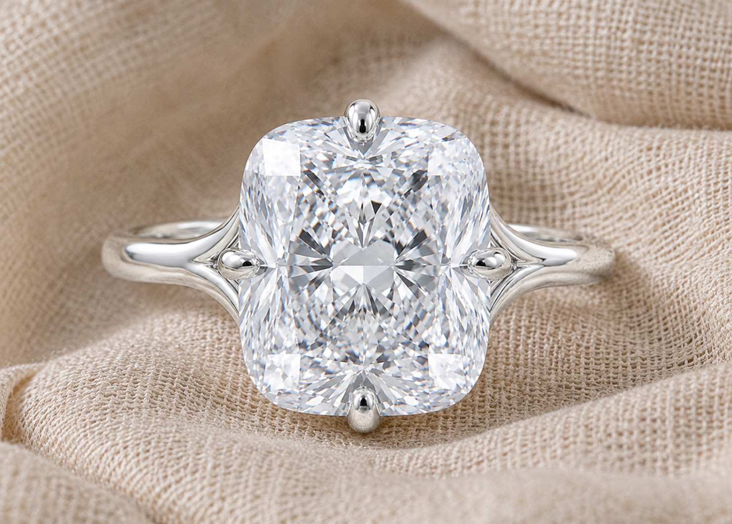 925 Sterling Silver Cushion Cut Engagement Ring White CZ Wedding Promise Ring