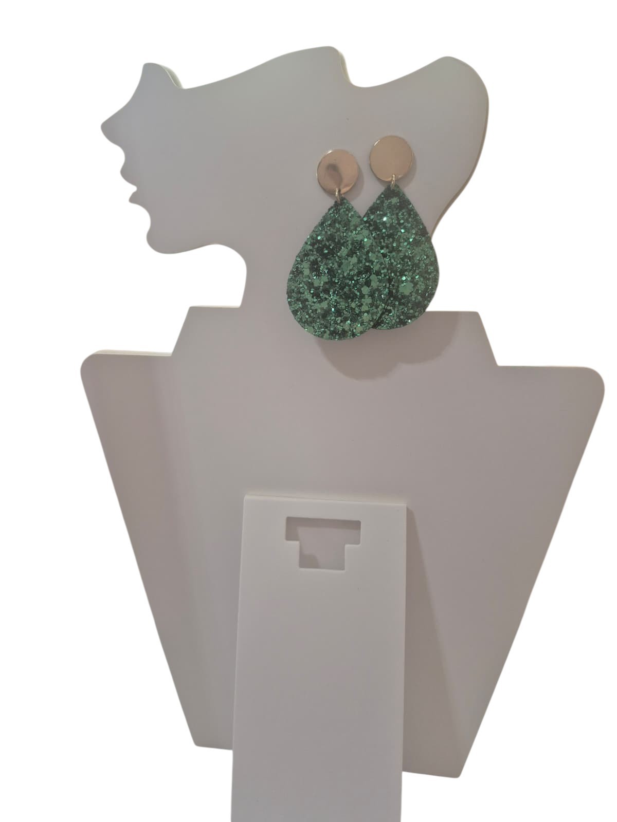 Women´s Green Gliter Teardrop earrings Tipi
