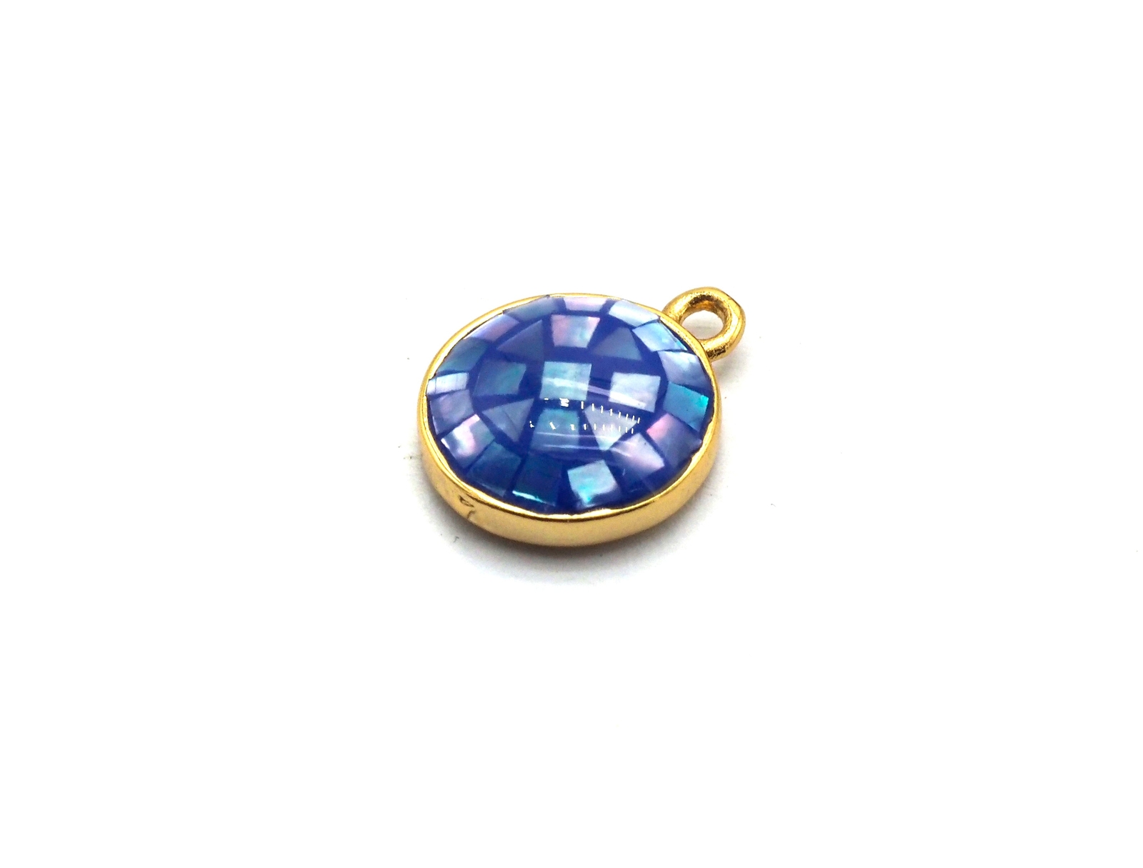 Natural Cobalt Shell Round Shape Charm, 12x10mm, Sku#Z318