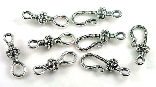 16 pc / 8 pair Antiqued Silver Pewter Hook Clasps