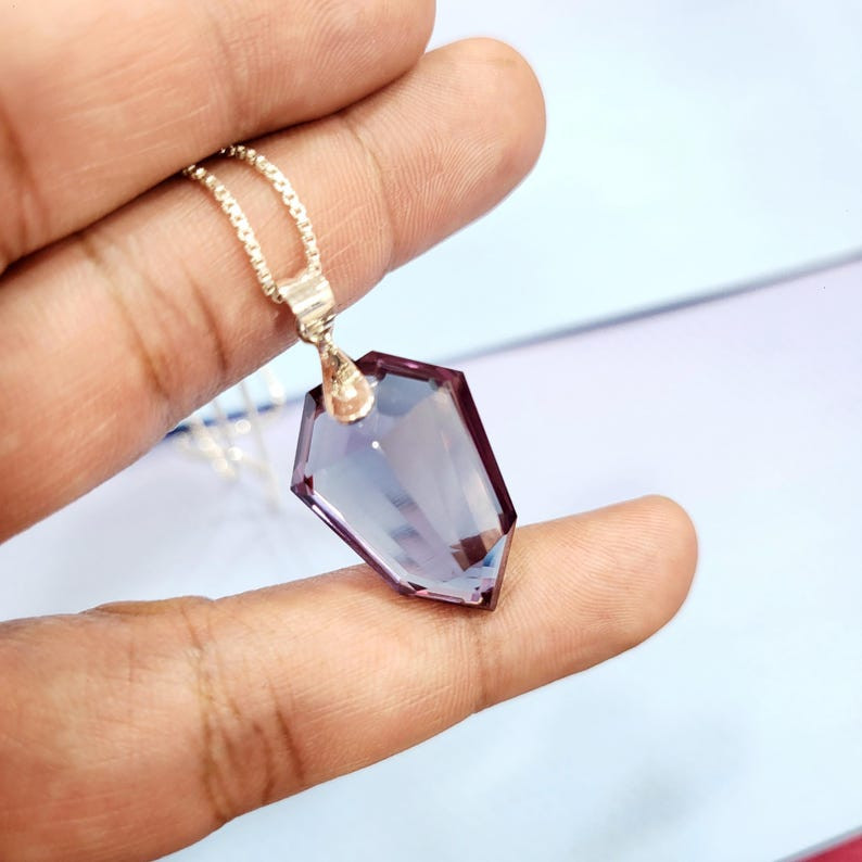 Natural 40 CT Color Change Alexandrite GIE Certified Gemstone Pendant 925 Silver