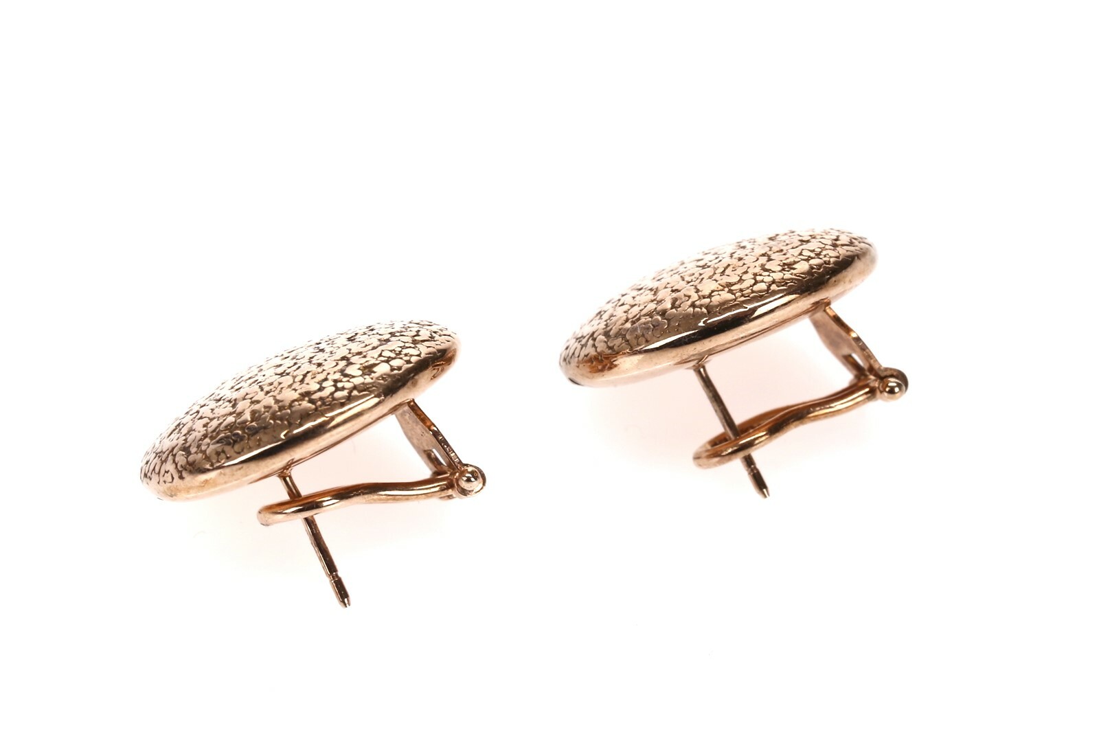 Savvy Cie 14K Rose Gold Plated Str. Silver Italian Textured Cabochon Earrings