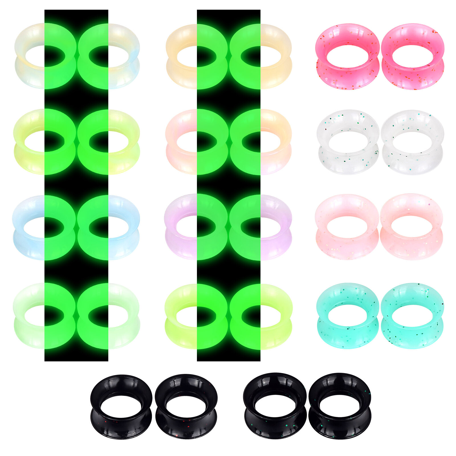 1 Pair Flexible Silicone Soft Ear Flesh Tunnels Ear Gauges Plugs Earskin 2g-3/4″