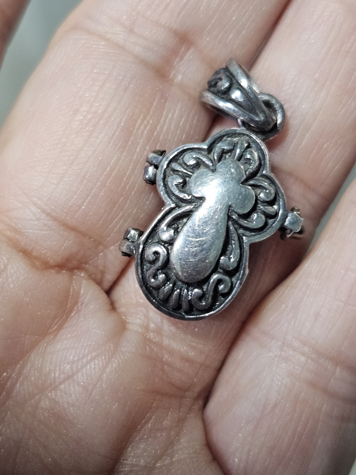 Vintage Sterling Silver Prayer Box Cross Pendant 1″L 8.2g
