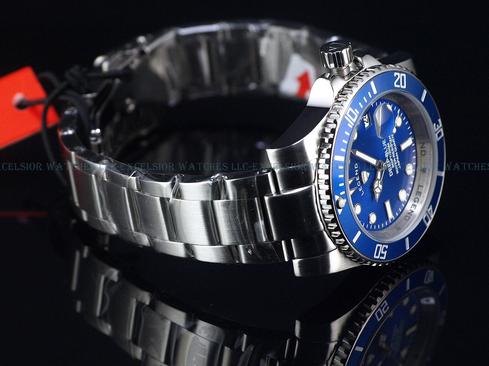 NEW Legend Men’s 200m Deep Blue Diver Egyptian Blue Dial Miyota Quartz SS Watch