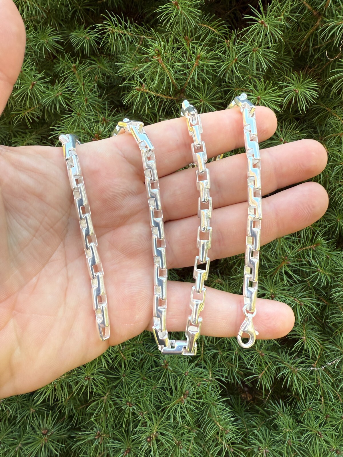 Real 925 Sterling Silver Handmade Custom 6mm Bullet Rolo Chain Necklace 18-28″