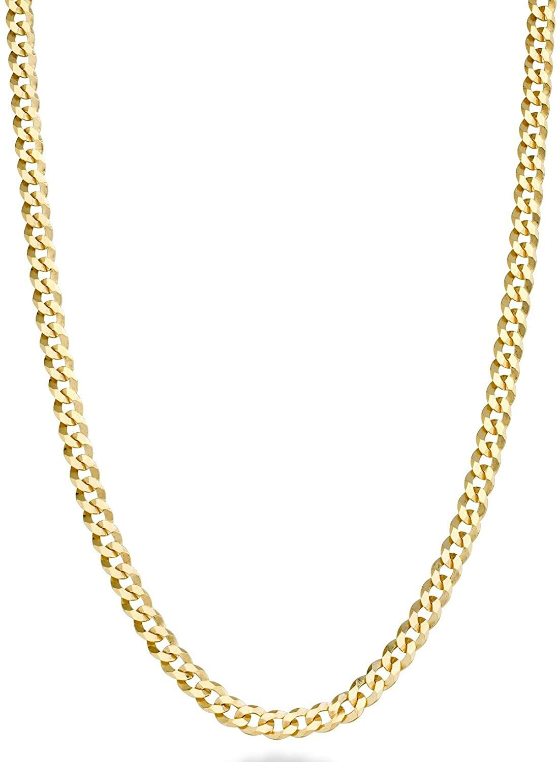 3MM Solid 925 Sterling Silver Italian Gold Curb Cuban Chain Necklace 18″- 24″