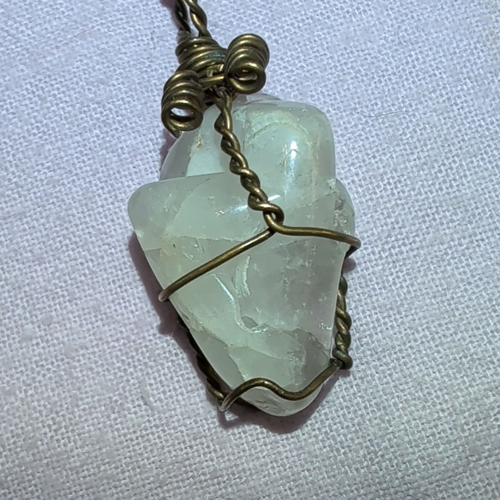 Wire Wrapped Aquarium Brass Wire Pendant. 12 Grams, Tested W/Presidium 2 gemtest