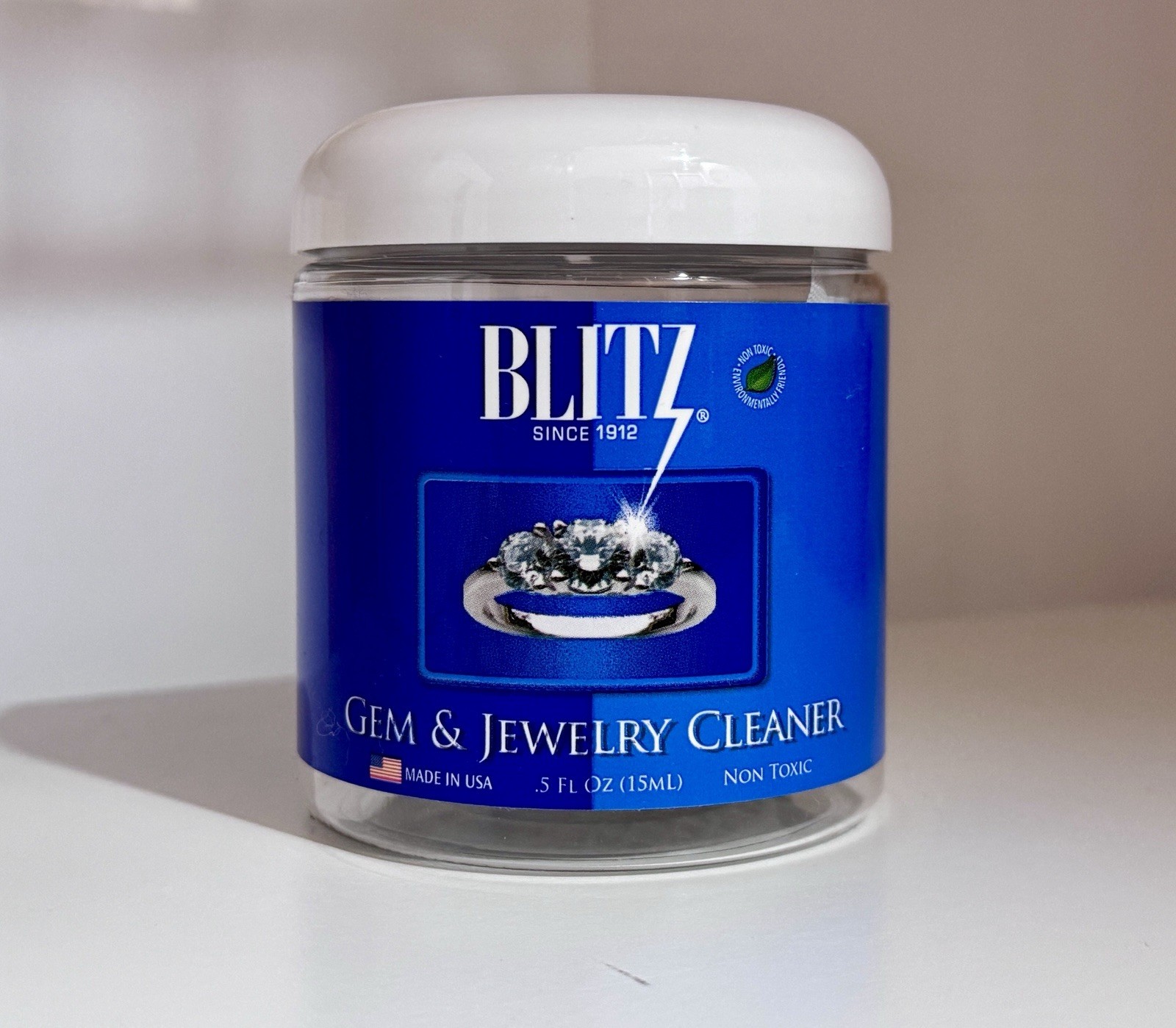 Blitz Gem & Jewelry Cleaner Tub with Brush & Strainer | Non-Toxic | Made in USA