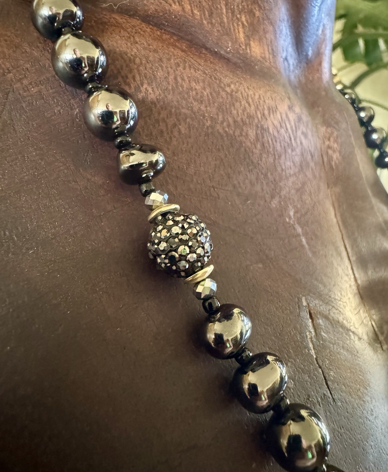 Chico’s silver tone & black Beaded statement Necklace Adjustable 25-30 in