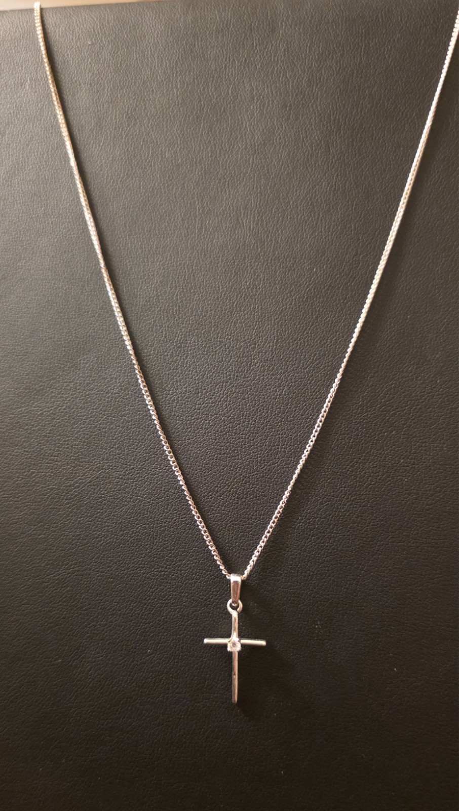 sterling silver cross diamond necklace