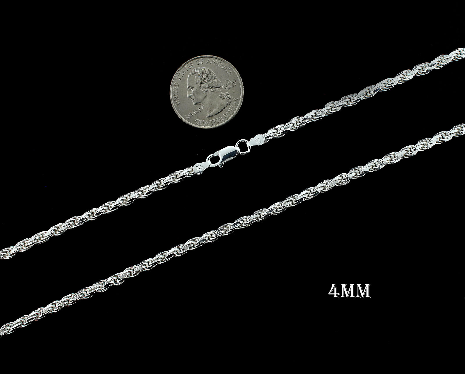Real 925 SOLID Sterling Silver ROPE CHAIN Bracelet, Diamond Cut, ITALY 2MM-7MM
