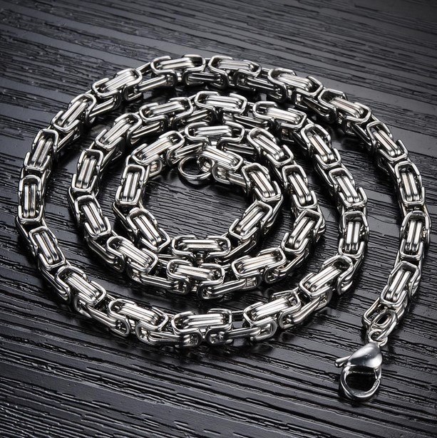 8MM Men Boy Chain Byzantine Box Link Silver Gold Stainless Steel Necklace 20″ ST