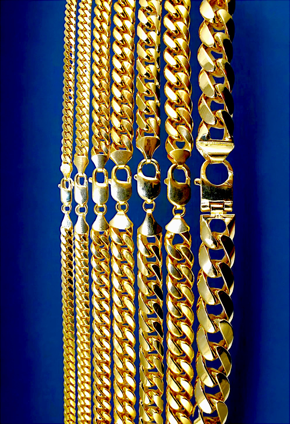 10K Yellow Gold SOLID Miami Cuban Necklace Bracelet Chain Lobster 2mm-10mm 7-30″