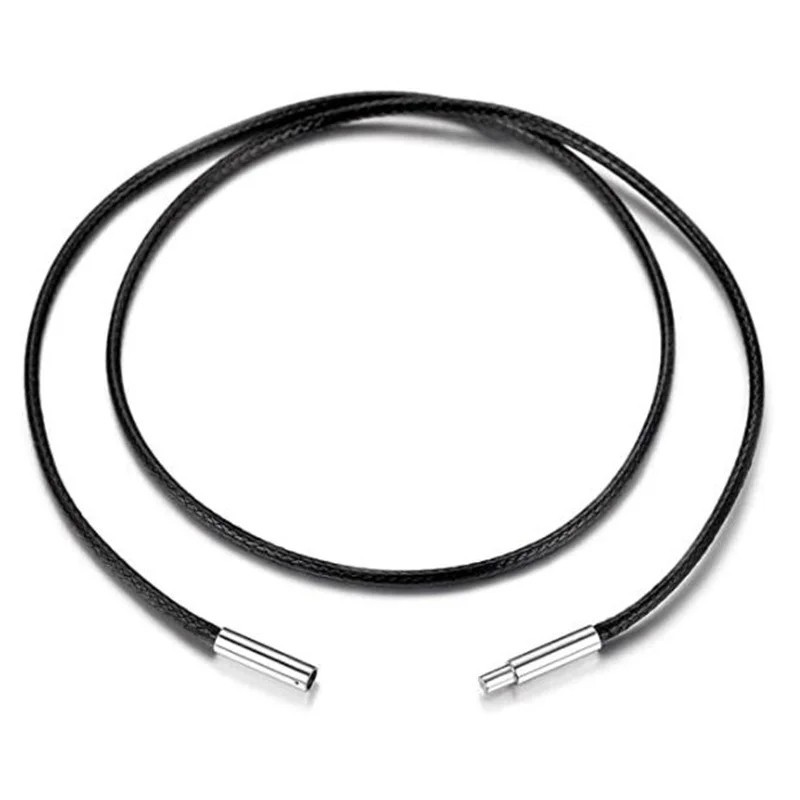 Waterproof Braided Leather Chain Cord Necklace with Stainless Steel Clasp