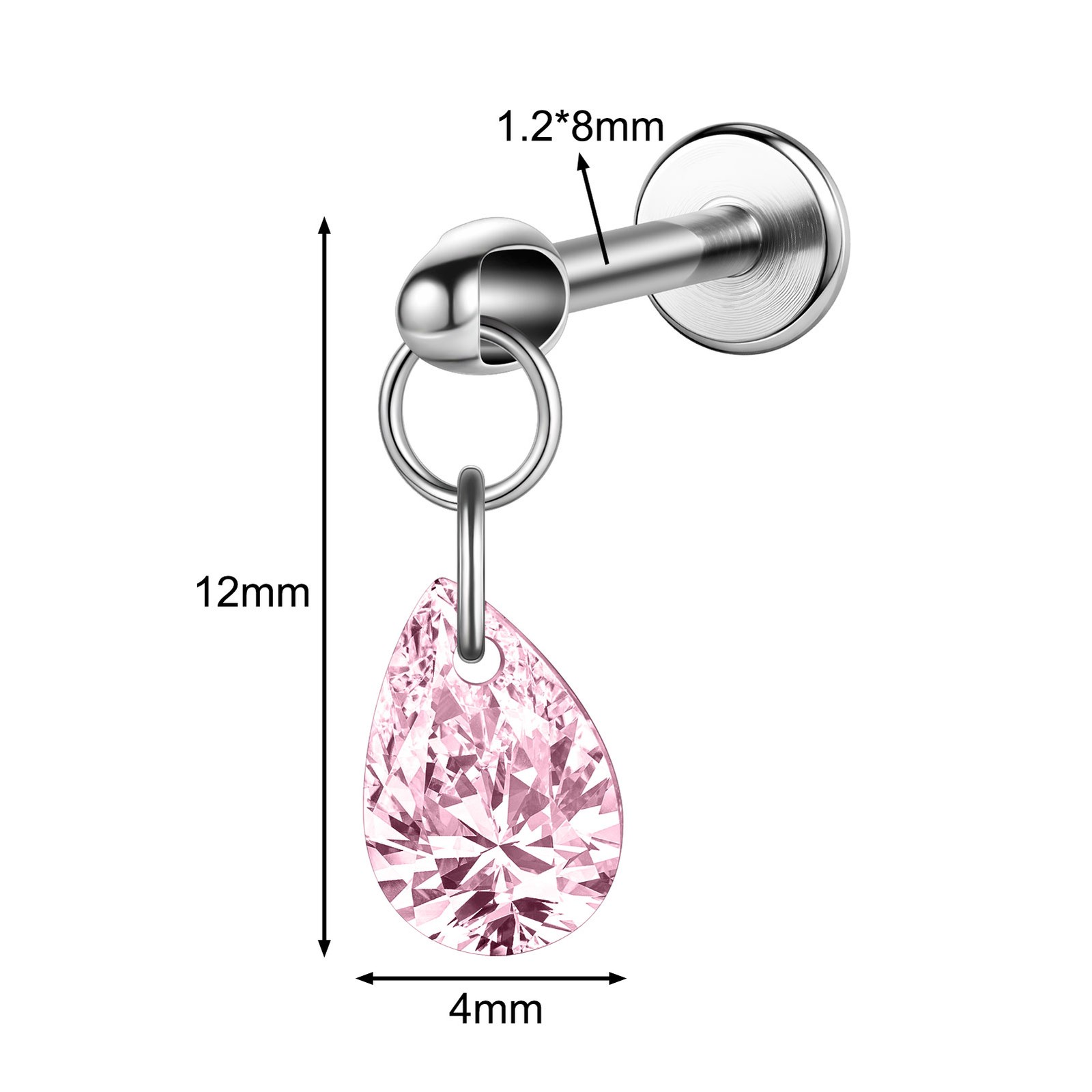16g G23 Titanium Steel Dangle Labret Lip Stud Tragus Helix Piercing Jewelry