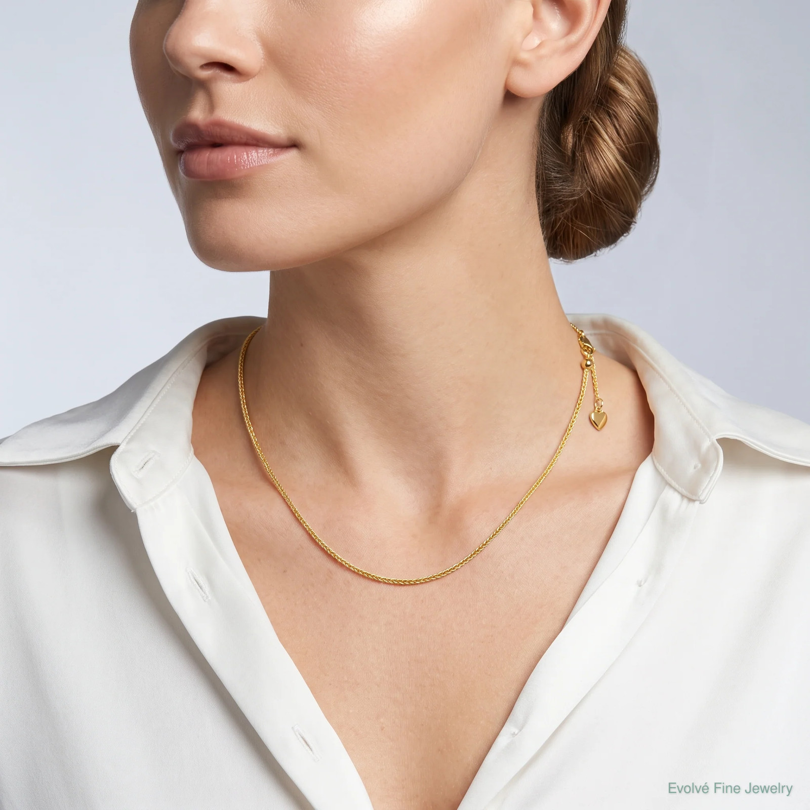 Sterling Silver Gold-Plated Adjustable 1mm Spiga Chain Necklace 22″-30″