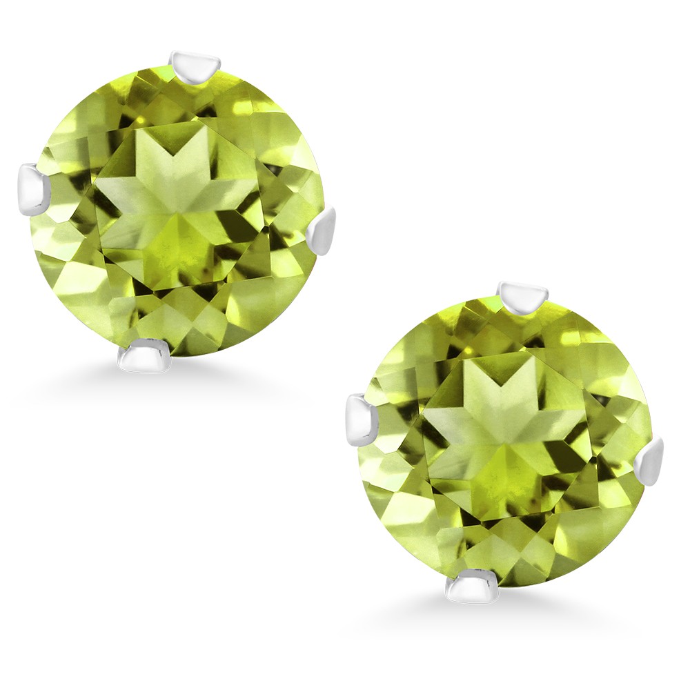 925 Sterling Silver Peridot Stud Earrings For Women (2.00 Cttw, Gemstone