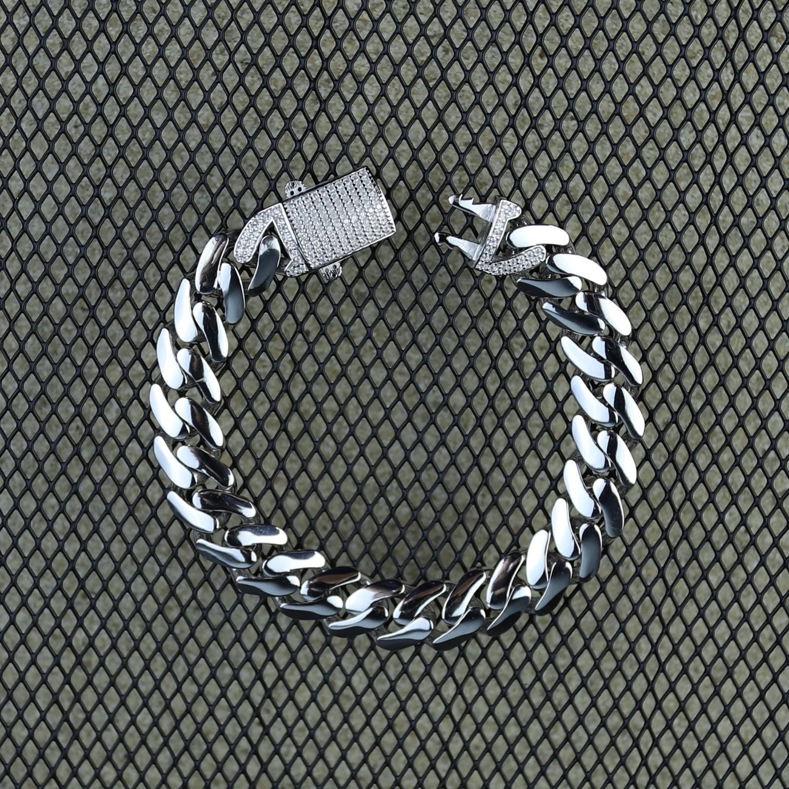 925 Silver Cuban Links Chain 10MM Moissanite Cuban Link Bracelet