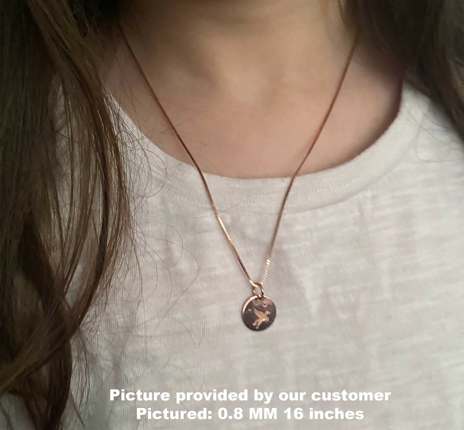 Solid 14K Rose Gold Box Chain Necklace, 16″ 18″ 20″ 24″ Inch, 0.5mm 0.6mm 0.8mm