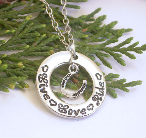 HORSE & WESTERN JEWELLERY JEWELRY LIVE LOVE RIDE EQUESTRIAN NECKLACE SILVER