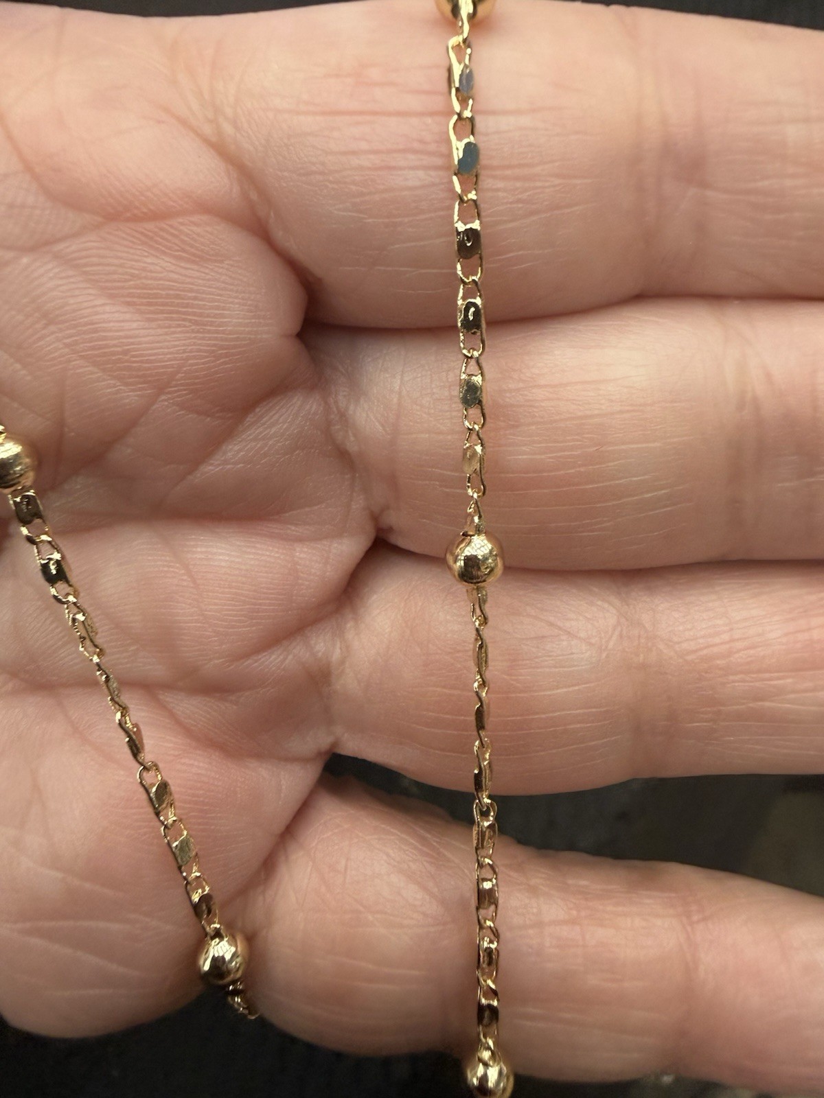 Yellow Gold Bead Station Chain Necklace 22in gold filled