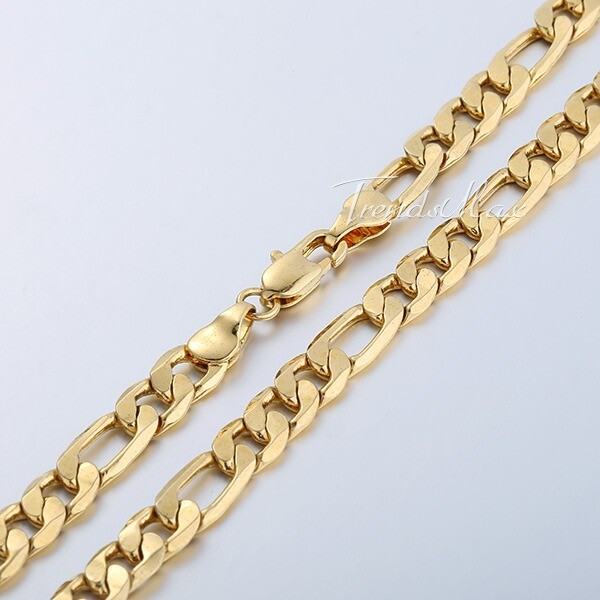 6MM 22″ MENS Boys Yellow Gold Filled Figaro Chain Necklace Fashion New Gift