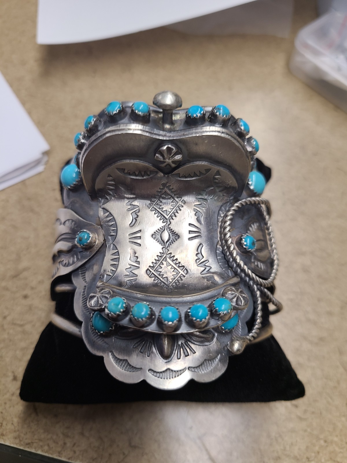 Turquoise & Sterling Silver Bracelet – Tim Yazzie-Saddle