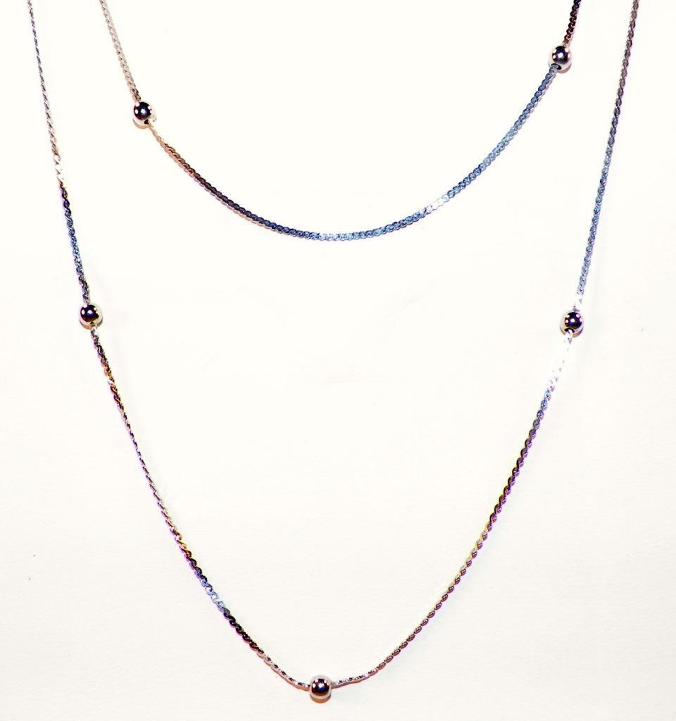 2 Sterling Silver Necklaces Matching Dainty Chains Beads 22.5 & 20in. Nice