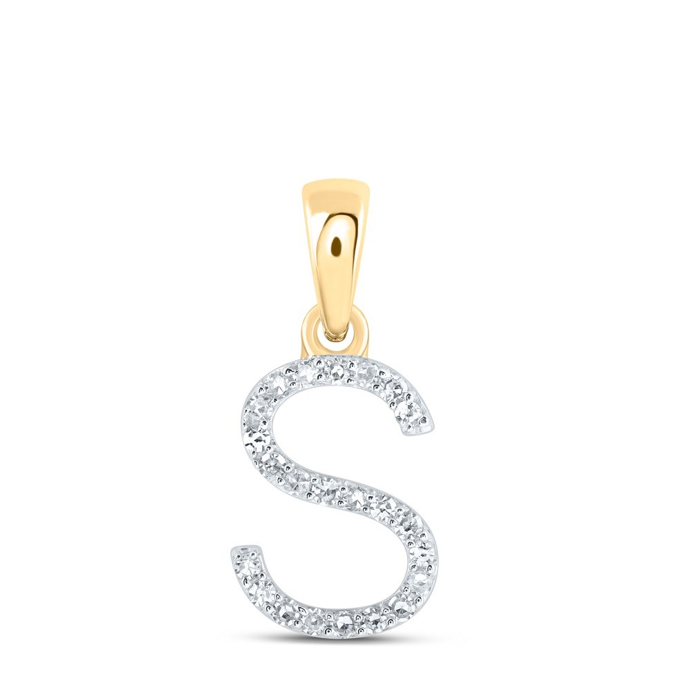 10k Yellow Gold 0.09CTW Natural Diamond Initial “S” Charm 0.55g Letter Pendant