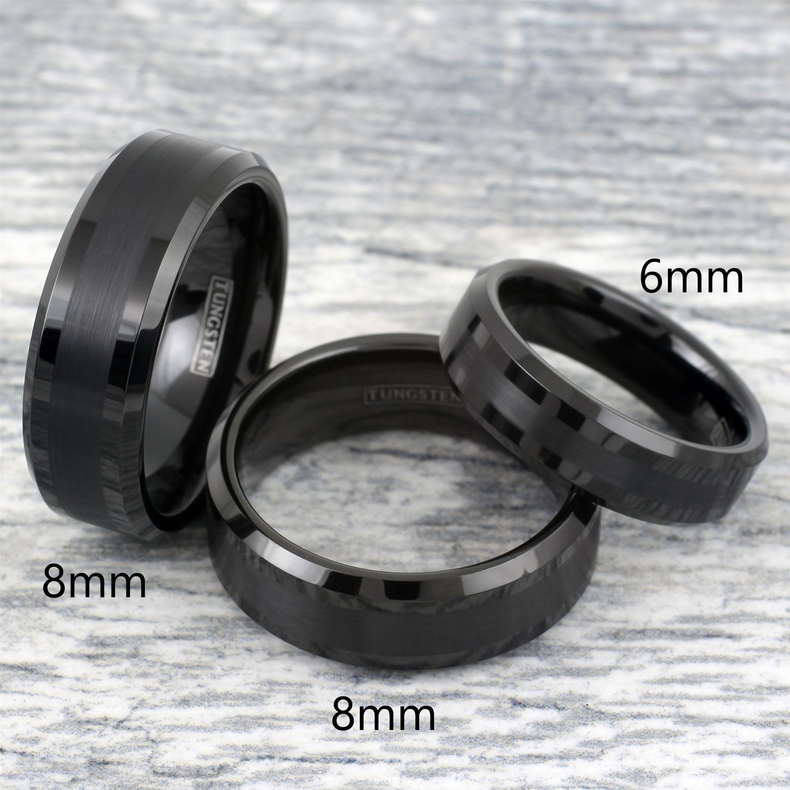 Black Tungsten Carbide Thin Brushed Wedding Band Ring – Engraving Avail.