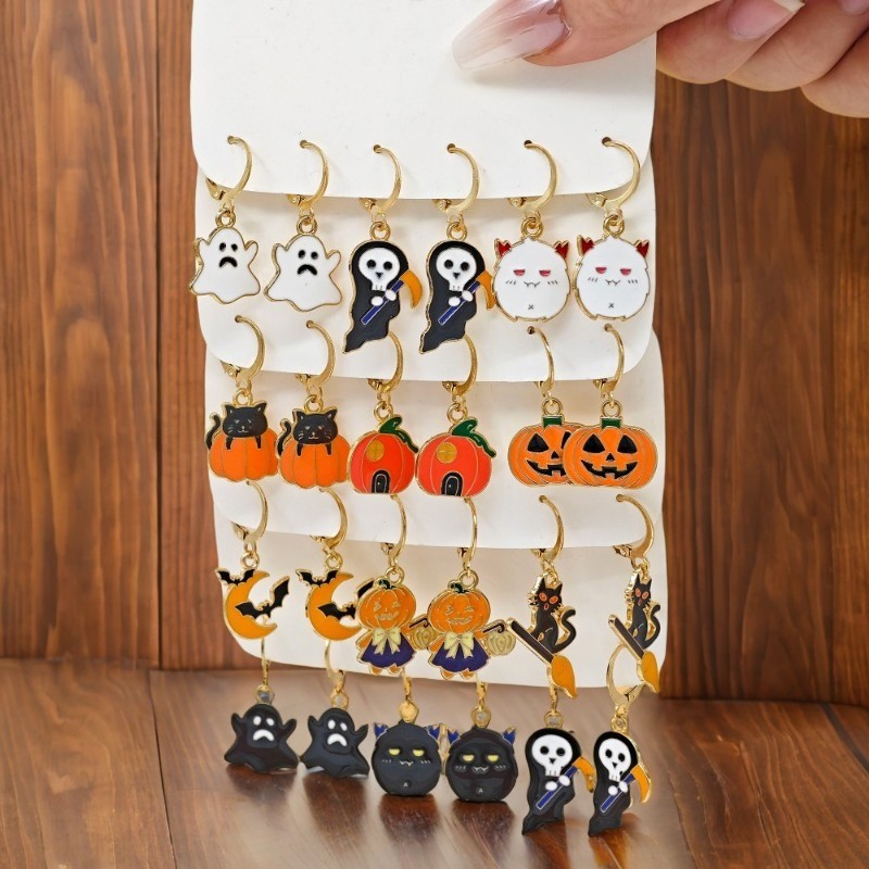 Halloween Earrings Set Ghost Pumpkin Devil Charms for Women