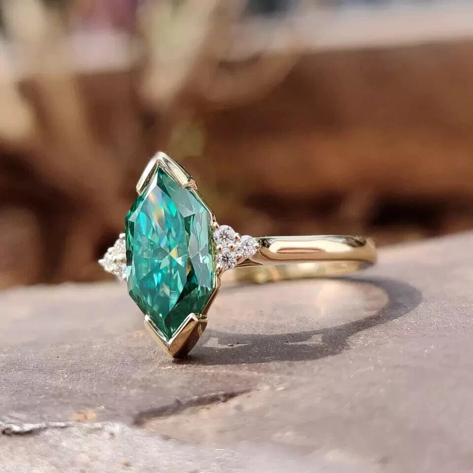 4.00 Ct 925 Silver Certified Marquise Cut Blue Diamond Solitaire Ring- Treated