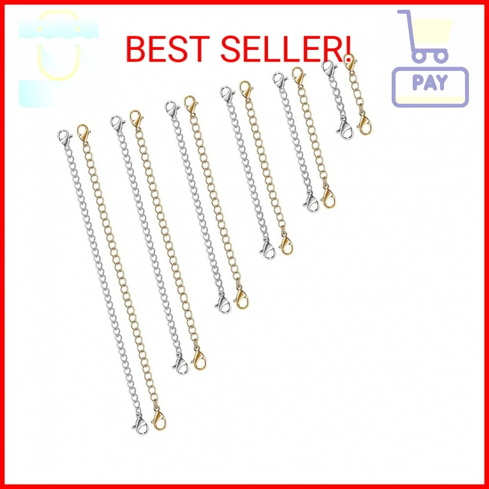 UUBAAR 12 PCS Necklace Extenders – Stainless Steel Necklace Extension Chain for