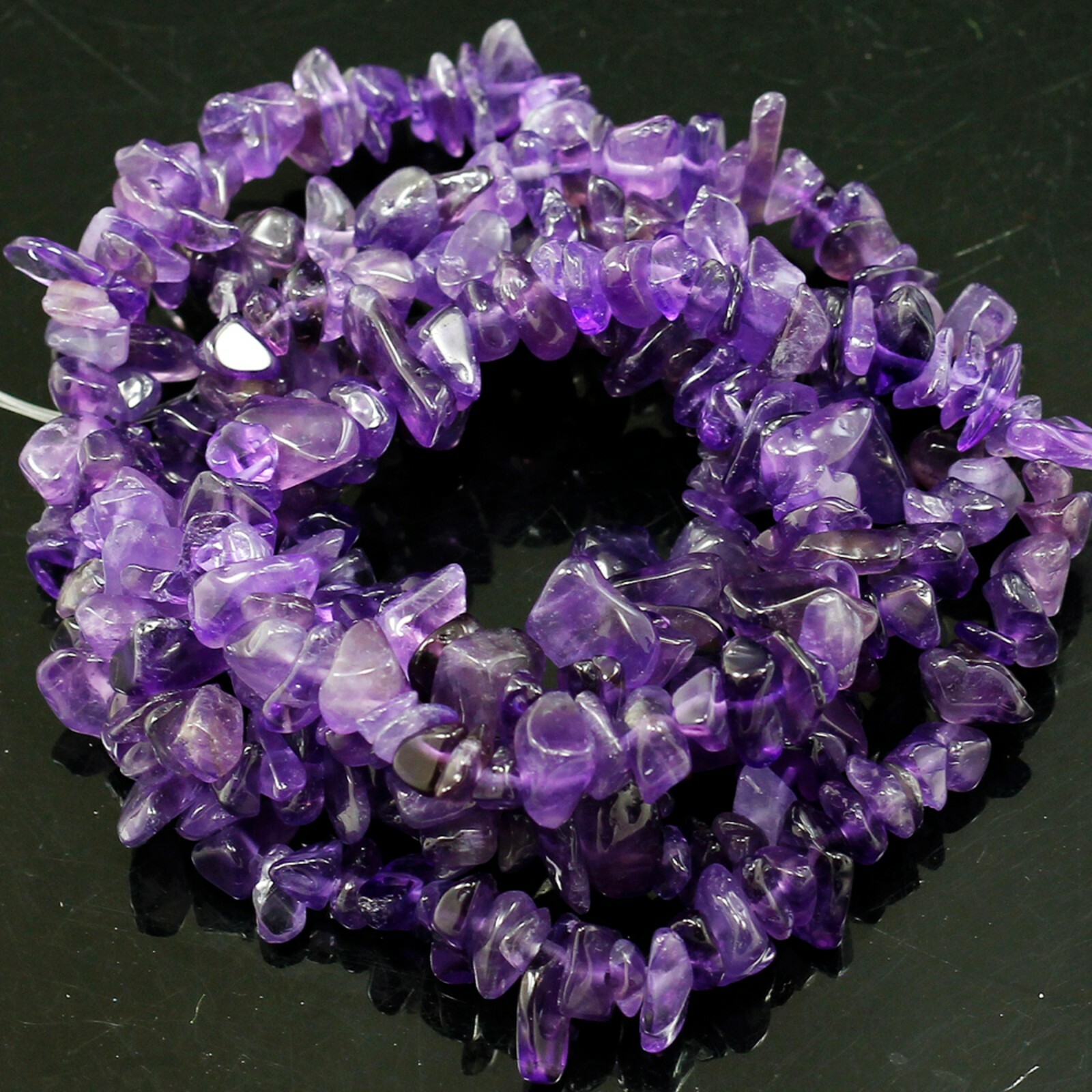 Gemstone Amethyst Chips Small Bead Freeform Nugget Chip 32″ strand Free Shipping