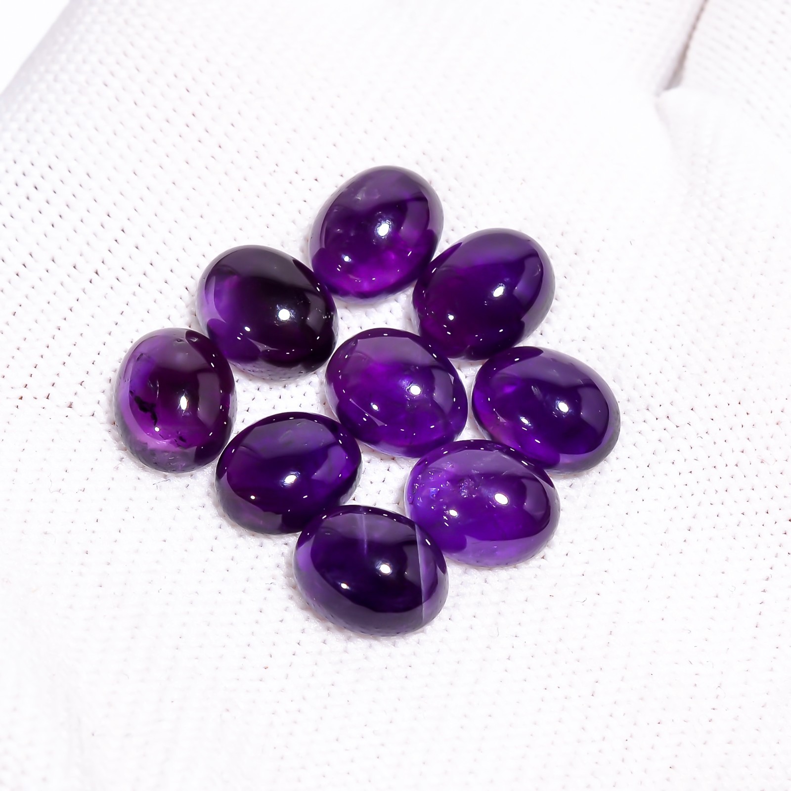 Natural Purple Amethyst Gemstone Oval Shape Cabochon 9 Pc Lot 27.50 Ct 10X8X5 mm