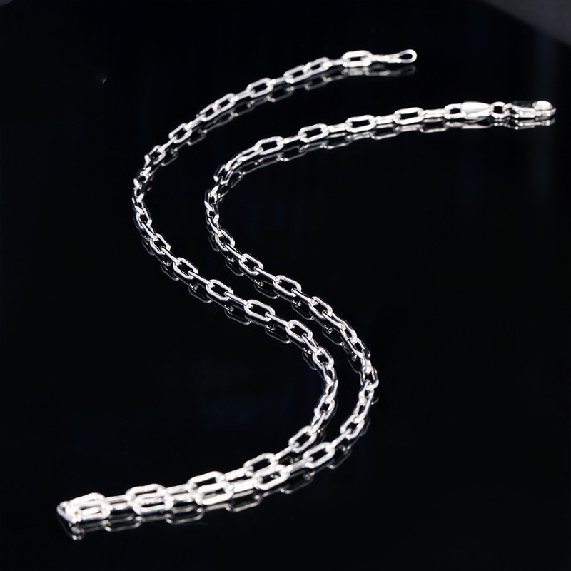 925 Sterling Silver Paperclip Chain Paperclip Necklace 3mm Free Shipping