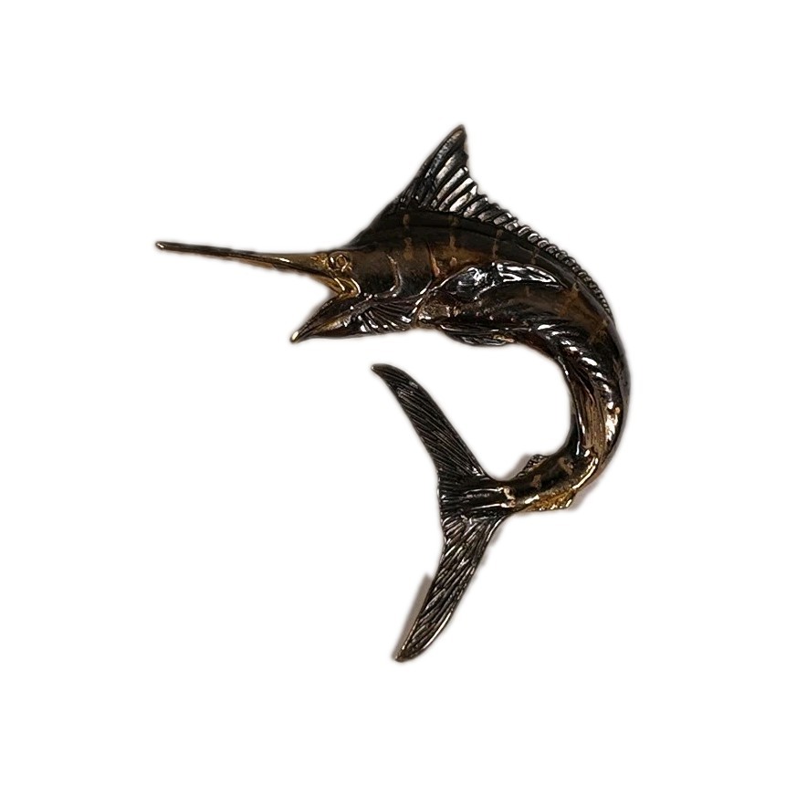 Real 10kt Yellow Gold Hand Polished BLUE MARLIN Charm 4.67 g