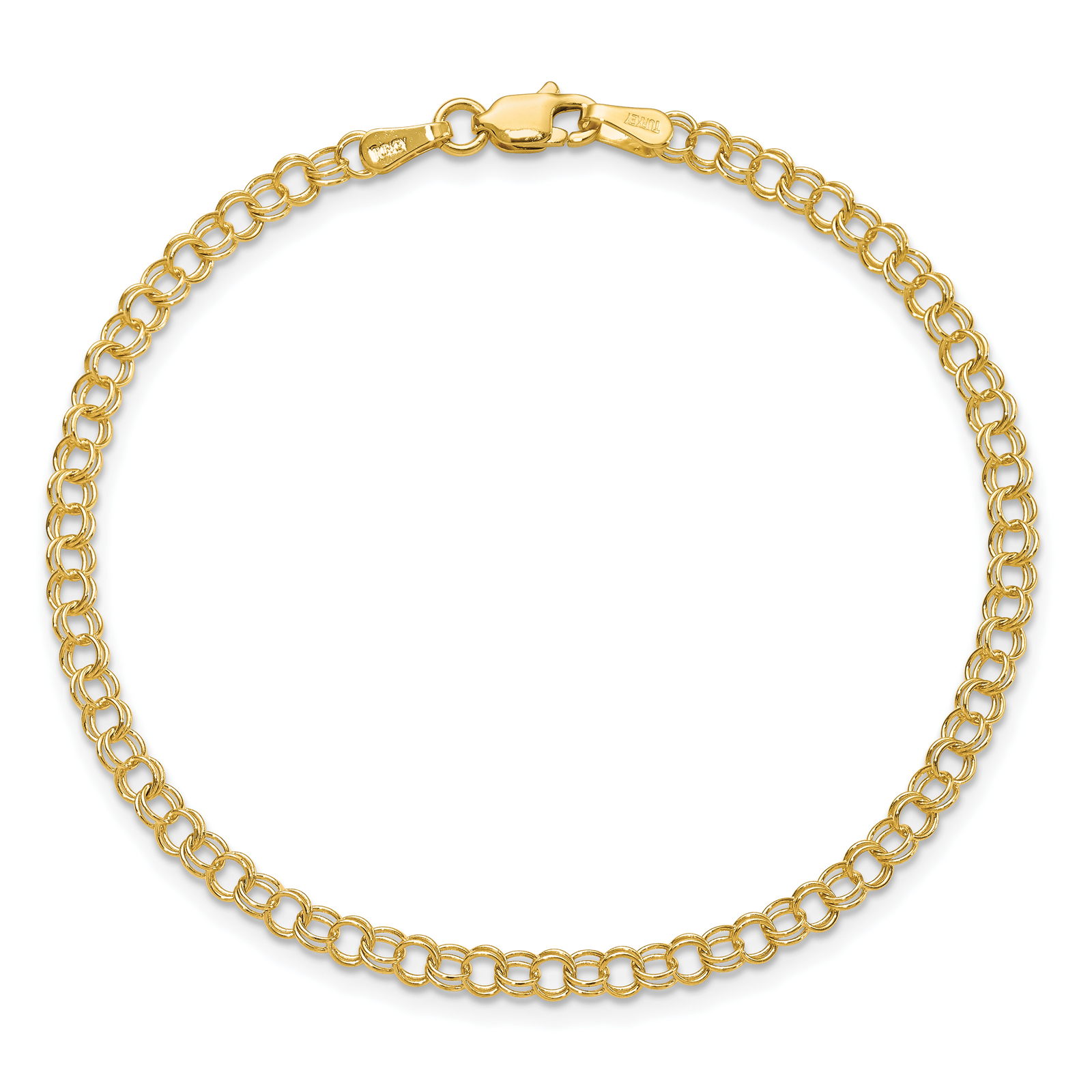 14k 3.5mm Solid Double Link Charm Bracelet DO554